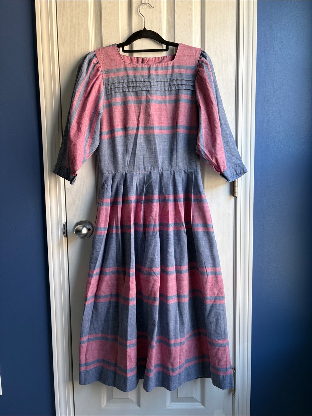 Vintage Lanz Originals 80s Plaid Dress Size S Retro Modest Country Grannycore